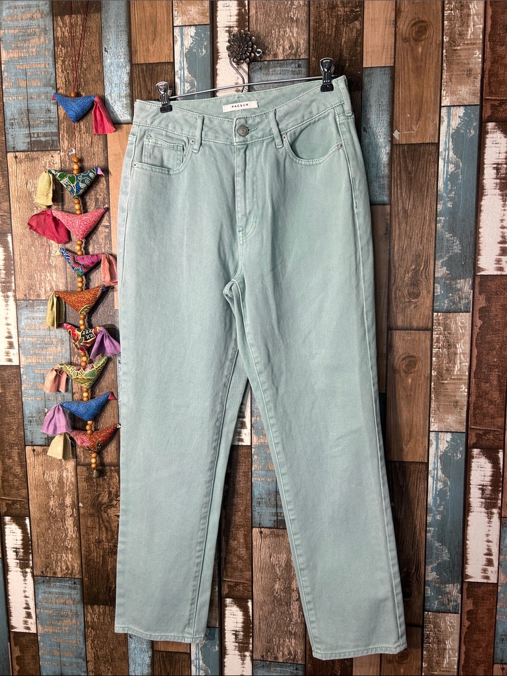 PacSun High-Rise Straight Leg Jeans in Light Sage